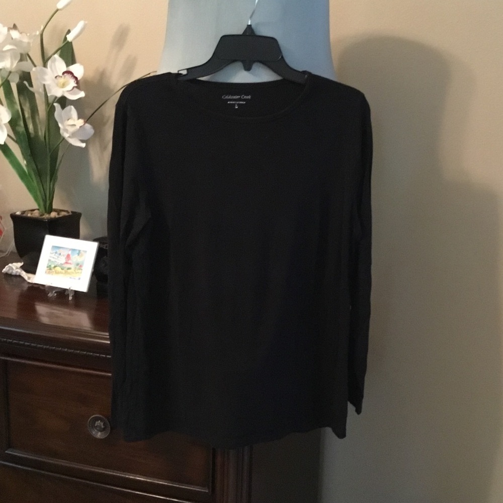 Coldwater Creek-Women’s Black, Long Sleeve, Soft Cotton Shirt